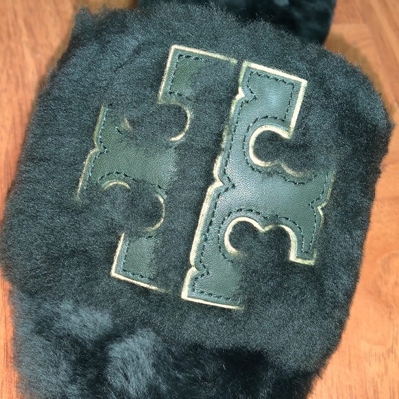 NWT Tory Burch Double T Shearling Slide Slippers - Picture 7 of 11